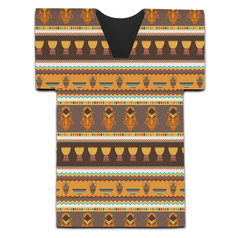 African Masks Jersey Bottle Cooler