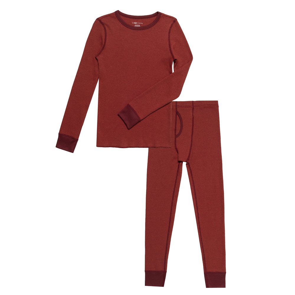 Fruit of the Loom boys Premium Thermal Waffle Underwear Base Layer Set, Maroon/Red, 12-Oct US