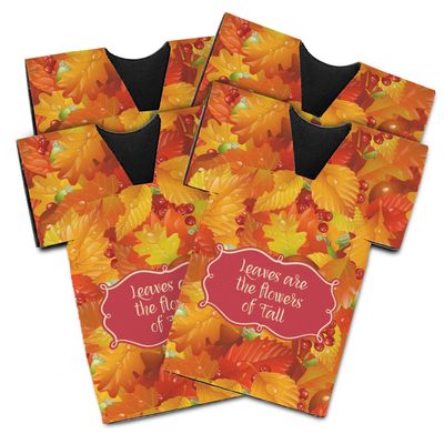 Personalized Fall Leaves Jersey Bottle Cooler - Set of 4