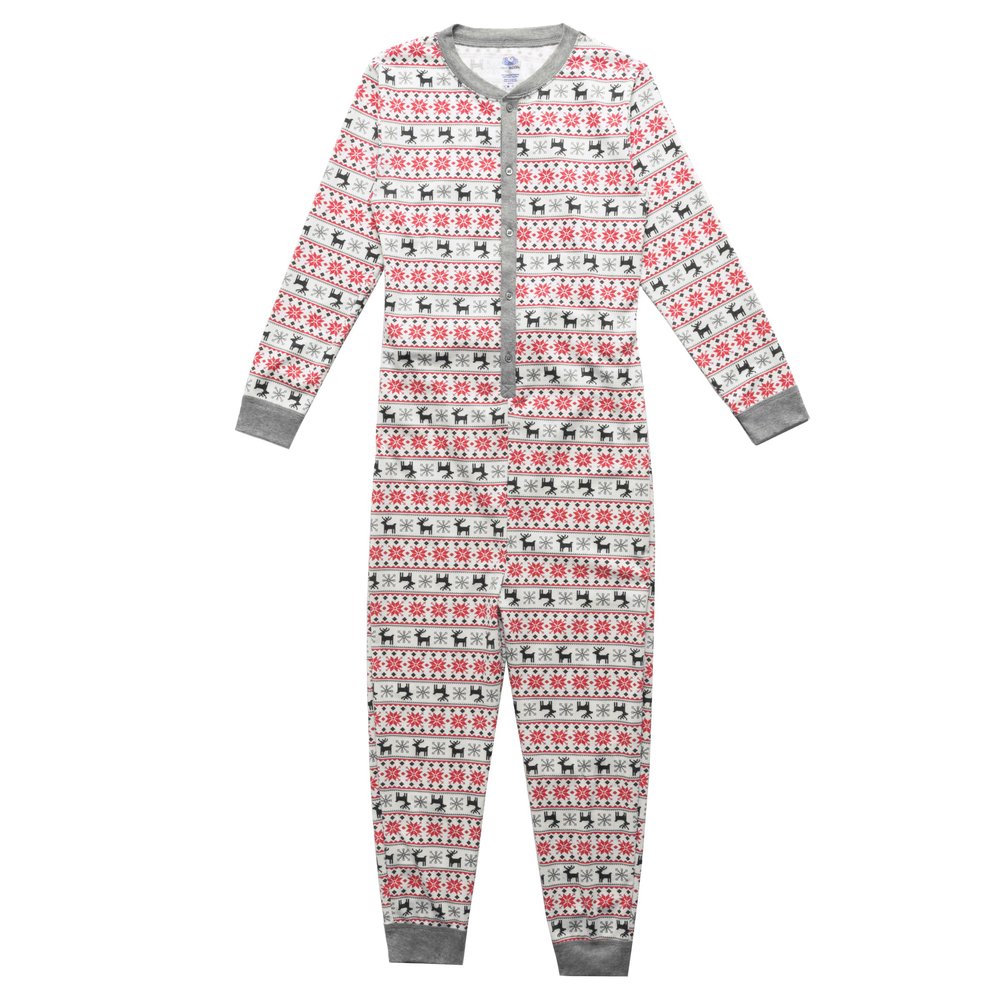 Fruit of the Loom unisex child Premium Thermal Waffle Union Suit Base Layer Set, Fair Isle White, Large US