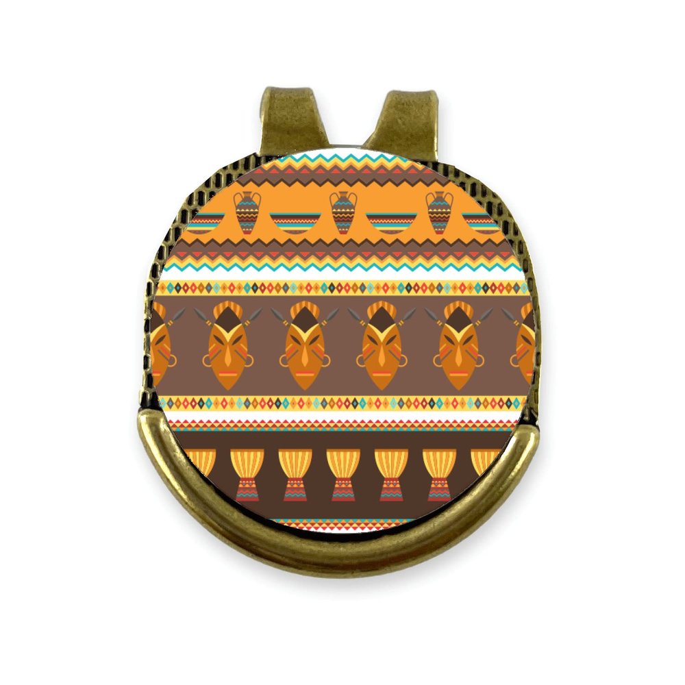 YouCustomizeIt African Masks Golf Ball Marker - Hat Clip - Gold
