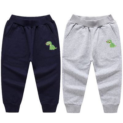 EISHOW Toddler Boys Girls Dinosaur Sweatpants Cartoon Print Sports Jogging Active Pants Kids Casual Cotton Elastic Trousers (2pcs#Royal&Gray,7-8 Years,7 Years,8 Years)