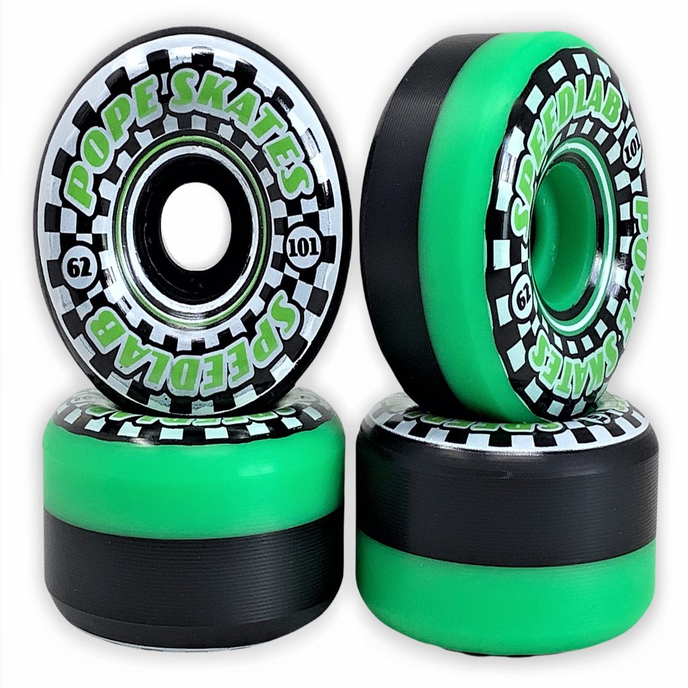Speedlab Wheels - Speedsters Skateboard Wheels 62mm / 101A - Checkered Green Black