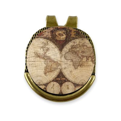 YouCustomizeIt Vintage World Map Golf Ball Marker - Hat Clip - Gold
