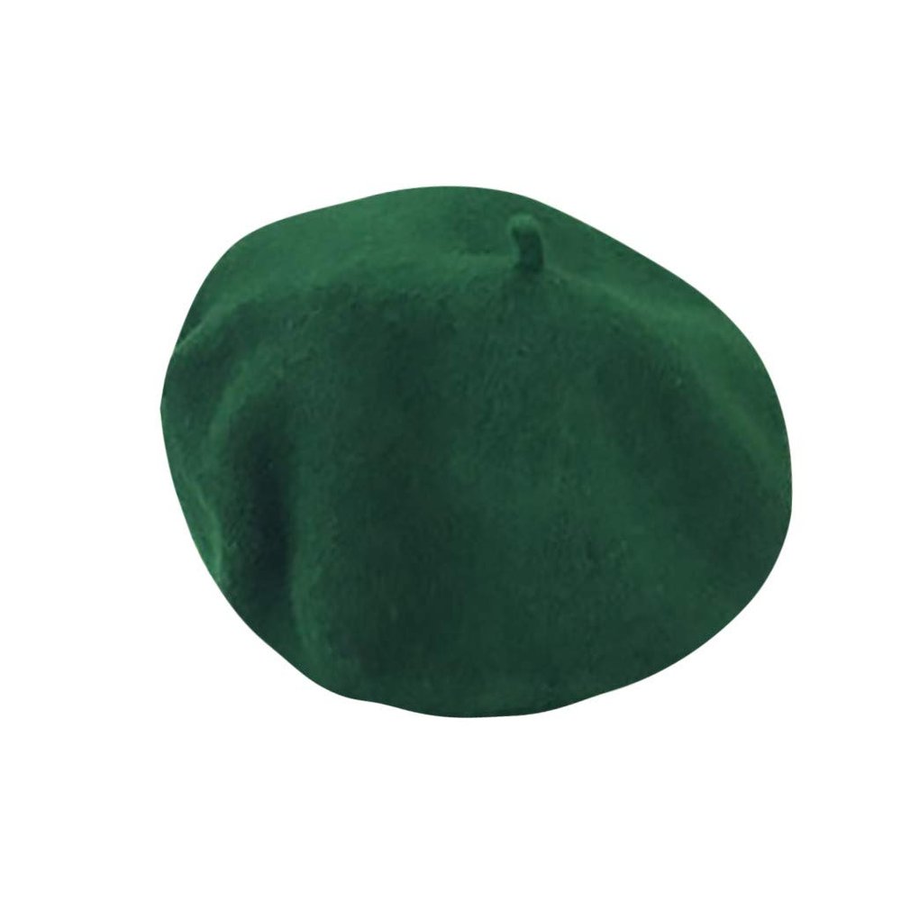 Children Girls Stretch Beret Hat Retro Wool Pure Color Head Scarf Wrap Hat Cap,Winter Autumn Childrens Birthday Gifts(Green,One Size)