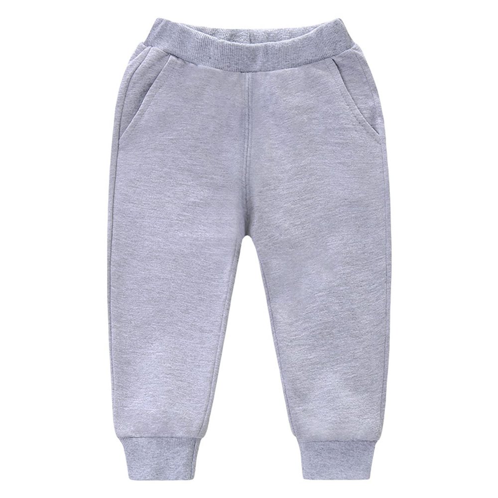 EISHOW Unisex Kids Cotton Pants, Toddler Baby Solid Jogger Sweatpants Athletic Pants Elastic Trousers Bottoms with Pockets (Gray,18-24 Months,18 Months,24 Months)