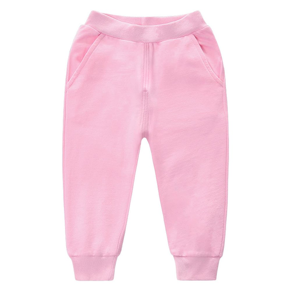 EISHOW Unisex Kids Cotton Pants, Toddler Baby Solid Jogger Sweatpants Athletic Pants Elastic Trousers Bottoms with Pockets (Pink,2-3 Years,2 Years,3 Years)