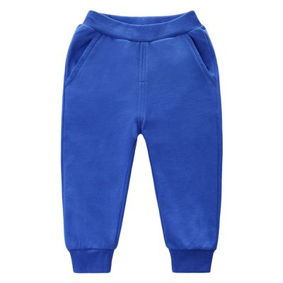 EISHOW Unisex Kids Cotton Pants, Toddler Baby Solid Jogger Sweatpants Athletic Pants Elastic Trousers Bottoms with Pockets (Blue,4-5 Years,4 Years,5 Years)