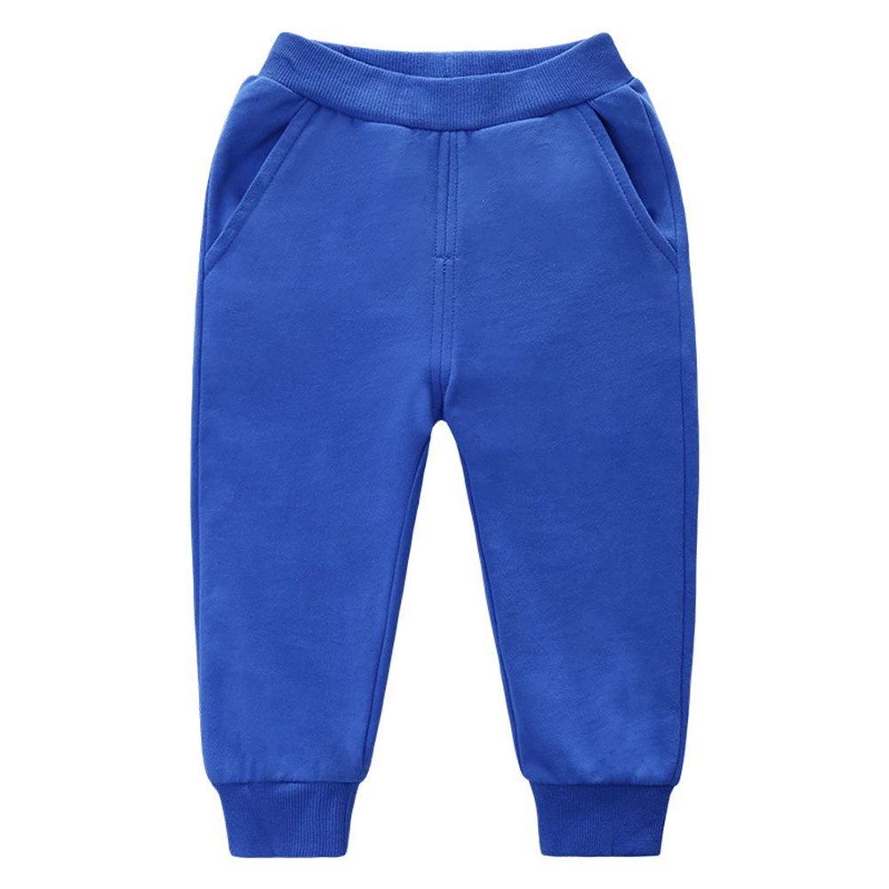 EISHOW Unisex Kids Cotton Pants, Toddler Baby Solid Jogger Sweatpants Athletic Pants Elastic Trousers Bottoms with Pockets (Blue,4-5 Years,4 Years,5 Years)