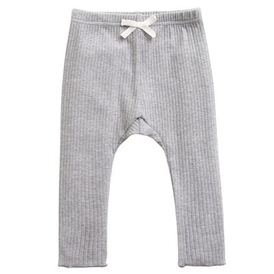 EISHOW Unisex Baby Cotton Pants Leggings,Baby Ribbed Knit Jogger Pants Solid Color Bow Leggings Newborn Fall Winter Outfits (Gray,12-18 Months,12 Months,18 Months)