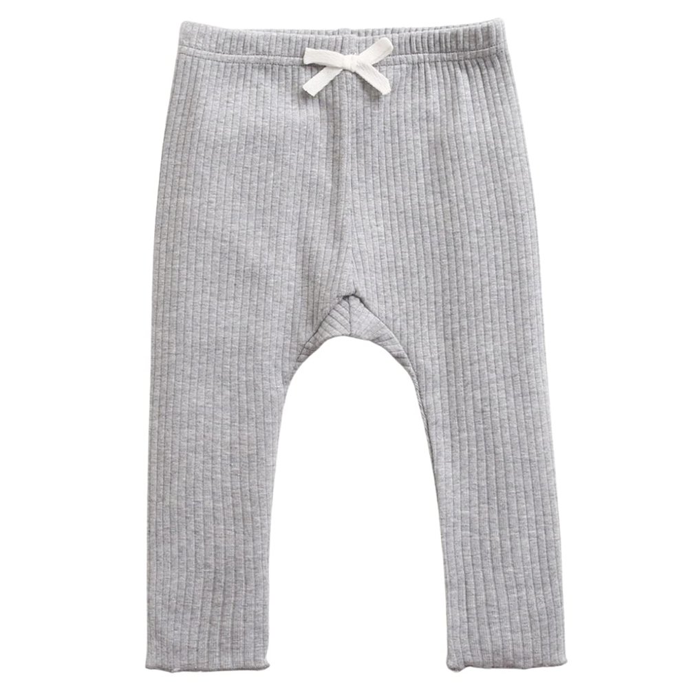 EISHOW Unisex Baby Cotton Pants Leggings,Baby Ribbed Knit Jogger Pants Solid Color Bow Leggings Newborn Fall Winter Outfits (Gray,12-18 Months,12 Months,18 Months)