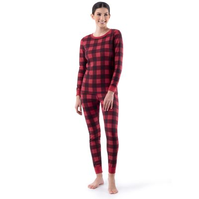 Fruit of The Loom Women's Micro Waffle Premium Thermal Set, Buffalo Plaid, Large
