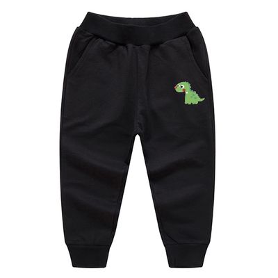 EISHOW Toddler Boys Girls Dinosaur Sweatpants Cartoon Print Sports Jogging Active Pants Kids Casual Cotton Elastic Trousers (1 Pack-Black,6-7 Years,6 Years,7 Years)
