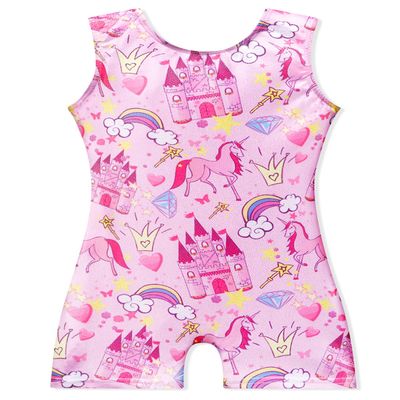EQSJIU Unicorn Leotards For Girls Gymnastics Size 8-9 9-10 8-10 Years Old Biketard Leotard With Shorts Castle Hot Pink Sparkle