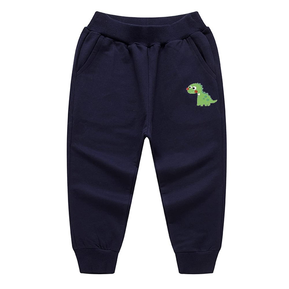 EISHOW Toddler Boys Girls Dinosaur Sweatpants Cartoon Print Sports Jogging Active Pants Kids Casual Cotton Elastic Trousers (1 Pack-Royal Blue,3-4 Years,3 Years,4 Years)