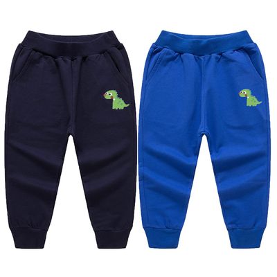 EISHOW Toddler Boys Girls Dinosaur Sweatpants Cartoon Print Sports Jogging Active Pants Kids Casual Cotton Elastic Trousers (2pcs#Royal&Color Blue,6-7 Years,6 Years,7 Years)