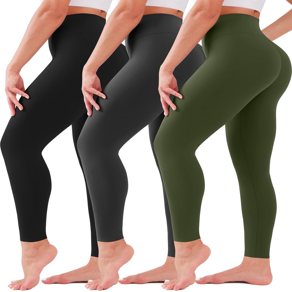 3 Pack Leggings for Women High Waisted No See-Through Tummy Control Soft Yoga Pants Womens Workout Athletic Running Leggings