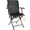 LHONE Swivel Hunting Chair,360 Lightweight Swivel Folding Blind Chair with Armrest,Portable Foldable Ground Hunting Mesh Chair with Backrest,No-Sink Footpads & Steel Frame Hunting Seats,Black view 4
