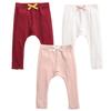 EISHOW Unisex Baby Cotton Pants Leggings,Baby Ribbed Knit Jogger Pants Solid Color Bow Leggings Newborn Fall Winter Outfits (3 Pack(red&White&Pink),2-3 Years,2 Years,3 Years) view 1