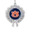 Auburn Tigers Wreath with Team Logo Silver Metal Christmas Ornament Gift Tree Decoration AU view 1
