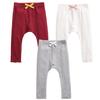 EISHOW Unisex Baby Cotton Pants Leggings,Baby Ribbed Knit Jogger Pants Solid Color Bow Leggings Newborn Fall Winter Outfits (3 Pack(red&White&Gray),2-3 Years,2 Years,3 Years) view 1