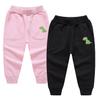 EISHOW Toddler Boys Girls Dinosaur Sweatpants Cartoon Print Sports Jogging Active Pants Kids Casual Cotton Elastic Trousers (2pcs-Black&Pink,6-7 Years,6 Years,7 Years) view 1
