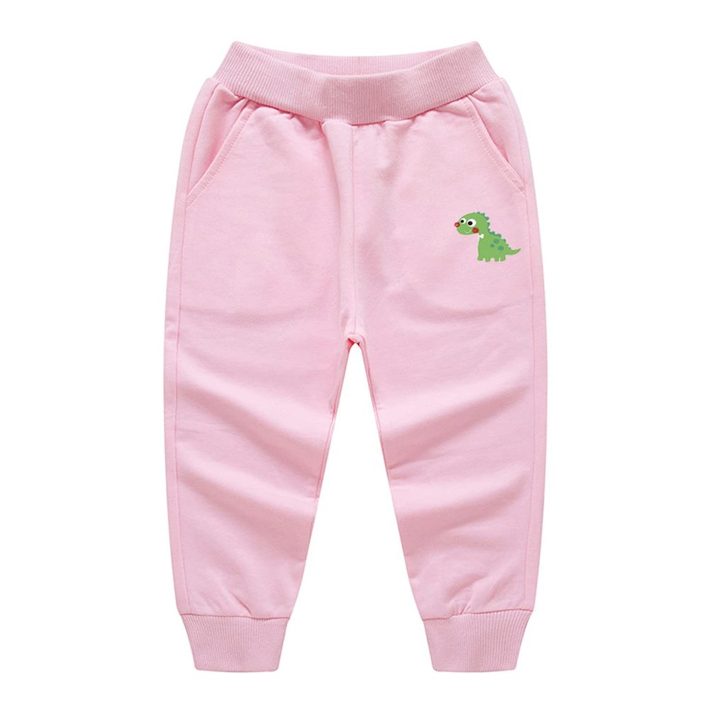 EISHOW Toddler Boys Girls Dinosaur Sweatpants Cartoon Print Sports Jogging Active Pants Kids Casual Cotton Elastic Trousers (1 Pack-Pink,6-7 Years,6 Years,7 Years)