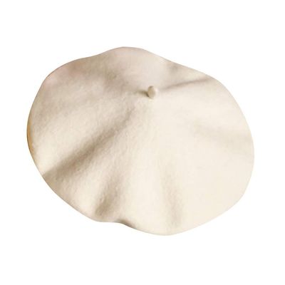 Children Girls Stretch Beret Hat Retro Wool Pure Color Head Scarf Wrap Hat Cap,Winter Cute Warm Soft Cold Weather Hat(White,One Size)