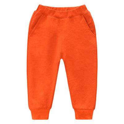 EISHOW Unisex Kids Cotton Pants, Toddler Baby Solid Jogger Sweatpants Athletic Pants Elastic Trousers Bottoms with Pockets (Orange,3-4 Years,3 Years,4 Years)