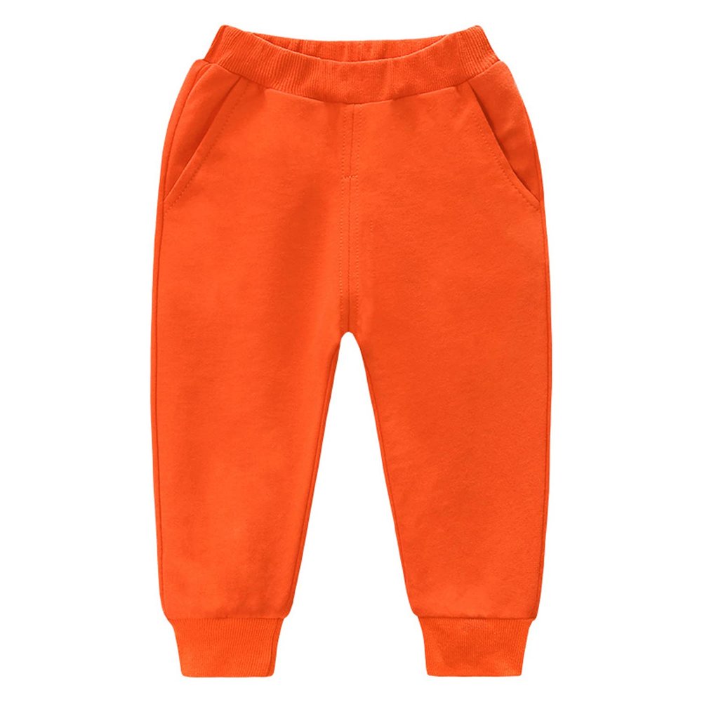 EISHOW Unisex Kids Cotton Pants, Toddler Baby Solid Jogger Sweatpants Athletic Pants Elastic Trousers Bottoms with Pockets (Orange,3-4 Years,3 Years,4 Years)