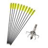 6/12 Pcs 30 Inch Archery Carbon Arrows Target Practice Spine 500 Flu Flu Arrows Small Game Arrows 4 Feathers Fletching with 100 Grain Judo Arrowheads for Practice Targeting (Yellow set, 12 pcs) view 1