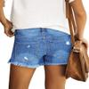 luvamia Jean Shorts Womens Mid Rise Stretchy Cut Off Frayed Denim Shorts Ripped Summer Casual Beach Vacation Clothes Classic Blue Size Medium Fits US 8-10 view 2
