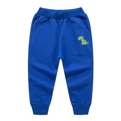 EISHOW Toddler Boys Girls Dinosaur Sweatpants Cartoon Print Sports Jogging Active Pants Kids Casual Cotton Elastic Trousers (1 Pack-Color Blue,1-2 Years,1 Year,2 Years)