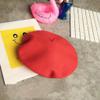 Digood Children Girls Stretch Beret Hat Retro Wool Pure Color Head Scarf Wrap Hat Cap,Winter Autumn Childrens Birthday Gifts(Red,One Size) view 4