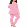 Plus Size Pants Suit Womens Casual Solid Open Front Blazer with Pencil Pants Set Long Sleeve Office Outfits Pink view 2