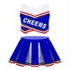 renvena High School Girls Cheerleading Uniform Sleeveless Crop Top with Pleated Skirts Halloween Dancewear Royal Blue 12 view 1