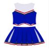 renvena High School Girls Cheerleading Uniform Sleeveless Crop Top with Pleated Skirts Halloween Dancewear Royal Blue 12 view 4