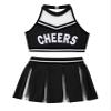 Moily Girls Classic Cheerleading Team Uniform Mesh Splice Crop Top with Pleated Boxer Skirts Rooter Stage Suit Mesh Black 12-14 Years view 1