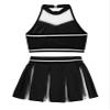 Moily Girls Classic Cheerleading Team Uniform Mesh Splice Crop Top with Pleated Boxer Skirts Rooter Stage Suit Mesh Black 12-14 Years view 2