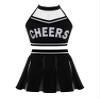 Moily Girls Classic Cheerleading Team Uniform Mesh Splice Crop Top with Pleated Boxer Skirts Rooter Stage Suit Mesh Black 12-14 Years view 3