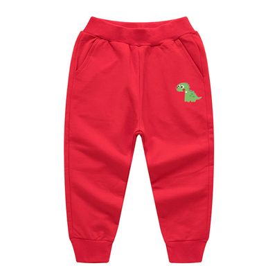 EISHOW Toddler Boys Girls Dinosaur Sweatpants Cartoon Print Sports Jogging Active Pants Kids Casual Cotton Elastic Trousers (1 Pack-red,7-8 Years,7 Years,8 Years)