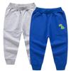 EISHOW Toddler Boys Girls Dinosaur Sweatpants Cartoon Print Sports Jogging Active Pants Kids Casual Cotton Elastic Trousers (2pcs-Gray&Color Blue,2-3 Years,2 Years,3 Years) view 1