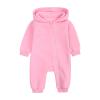Newborn Baby Boy Hooded Romper One Piece Long Sleeve Hoodie Playsuit Jumpsuit Solid Fall Winter Outfit (Pink, 9-12 Month) view 1