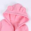 Newborn Baby Boy Hooded Romper One Piece Long Sleeve Hoodie Playsuit Jumpsuit Solid Fall Winter Outfit (Pink, 9-12 Month) view 3