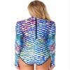 ACSUSS Womens Long Sleeve Rash Guard Mermaid Scale Print Sun Protection Swimsuit 2# Colorful S view 4