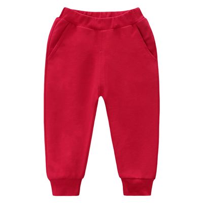 Unisex Kids Cotton Pants, Toddler Baby Solid Jogger Sweatpants Athletic Pants Elastic Trousers Bottoms with Pockets (Red,4-5 Years,4 Years,5 Years)