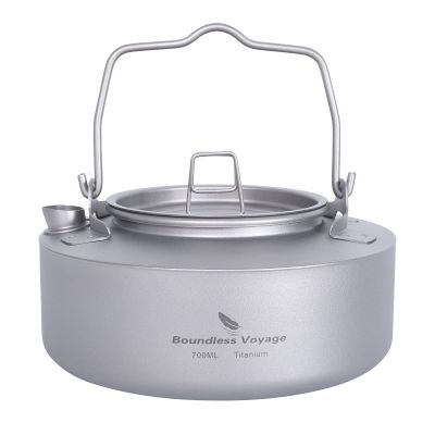 Boundless Voyage Titanium Kettle with Folding Handle & Filter Ultralight Teapot Outdoor Camping Coffee Pot for Boiling Water Coffee Tea