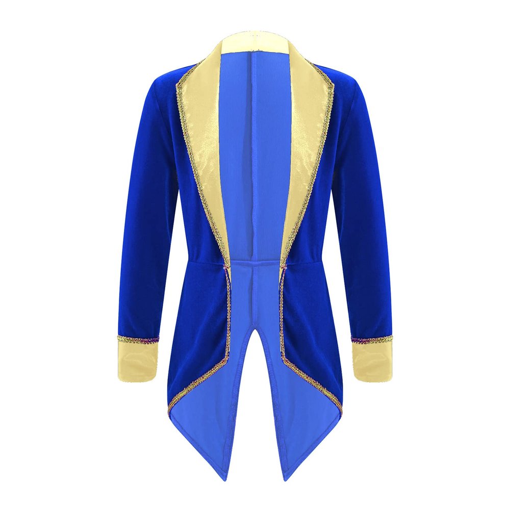 Moily Kids Girls Boys Vintage Steampunk Victorian Swallow Tail Coat Jacket Ringmaster Circus Show Outfits Velvet Royal Blue 16 Years