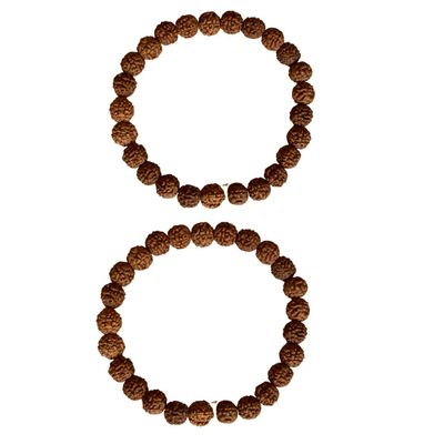 NAISHA 5 Mukhi Rudraksha Bracelet Pack of 2, Stretchable 7mm Wrist Mala