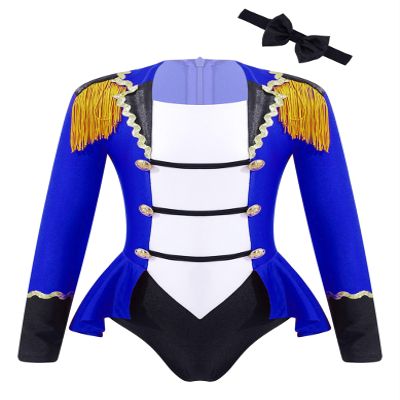 Manyakai Kids Girls Circus Ringmaster Jumpsuit Tailcoat Rompers Carnival Theme Party Fancy Dress up Blue 4 Years